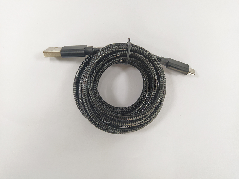 27-金屬軟管microUSB數據線黑色